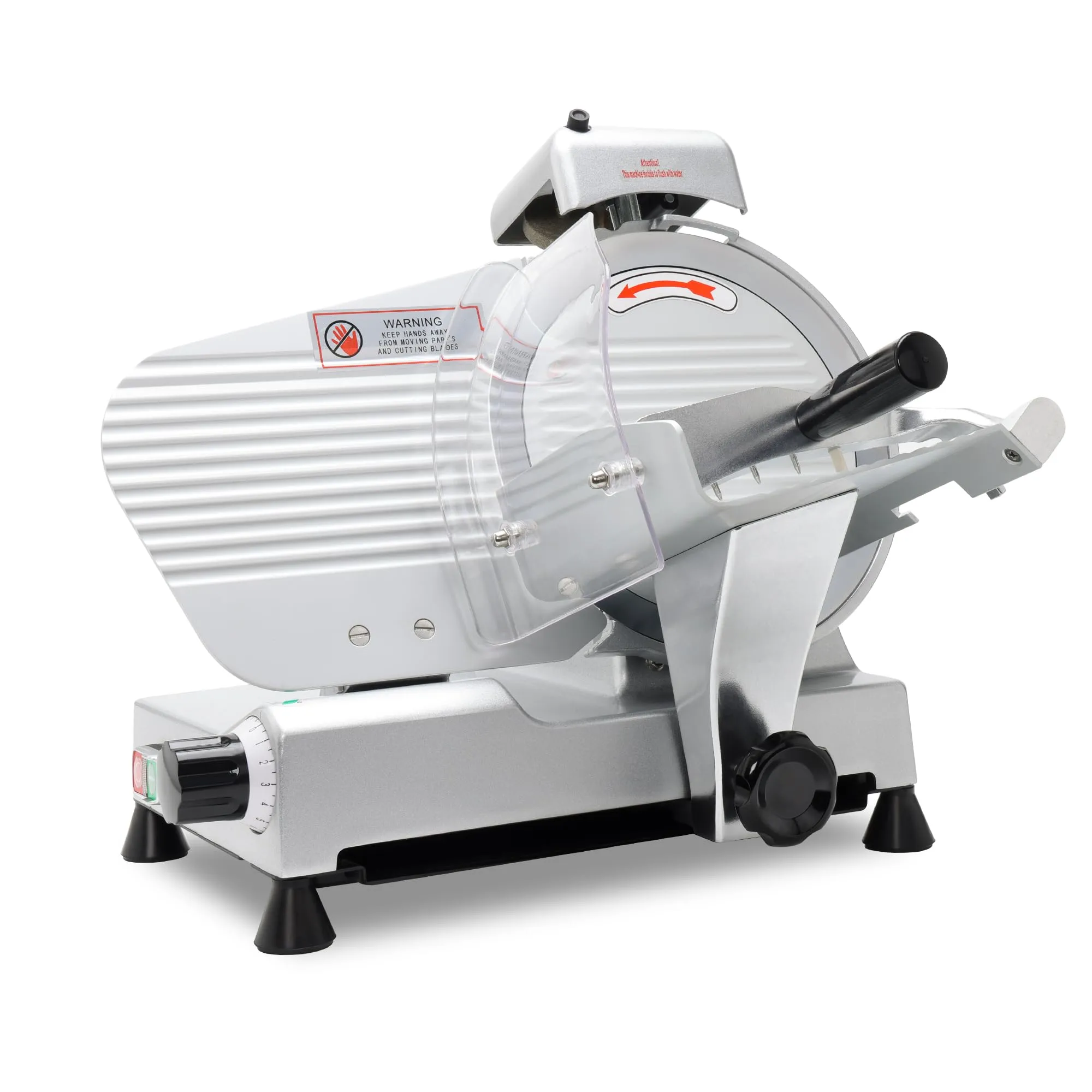 10' Electric Meat Slicer, 240W Adjustable Thickness Deli Slicer with Chromium-plated Steel Blades