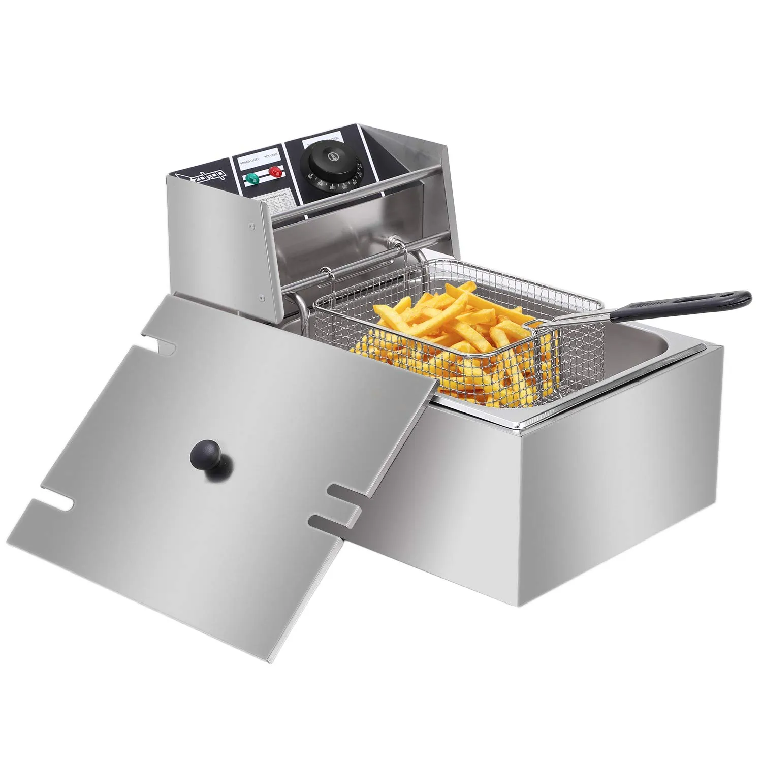 10QT Electric Deep Fryer with Temperature Control, Stainless Steel Countertop Frying Machine