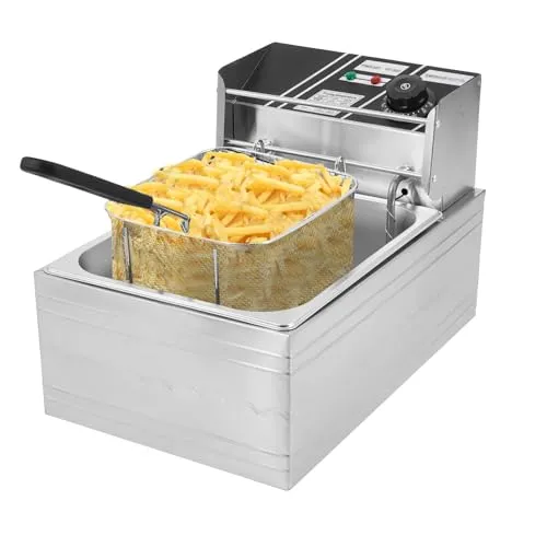 11.4 QT Electric Deep Fryer with Baskets & Lids, Commercial Stainless Steel Kitchen Fryer