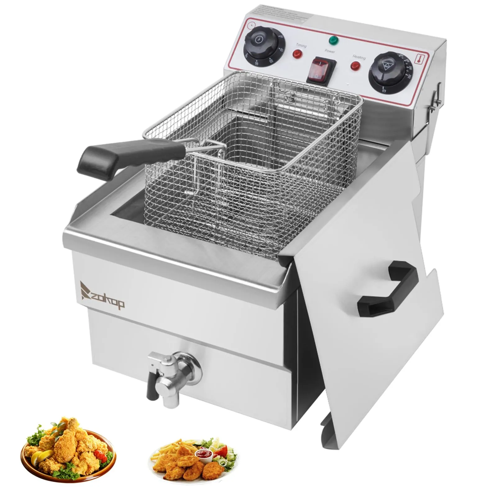 12.5QT Electric Deep Fryer with Basket, 1700W Adjustable Temp & Timer, Stainless Steel, EPOFIT