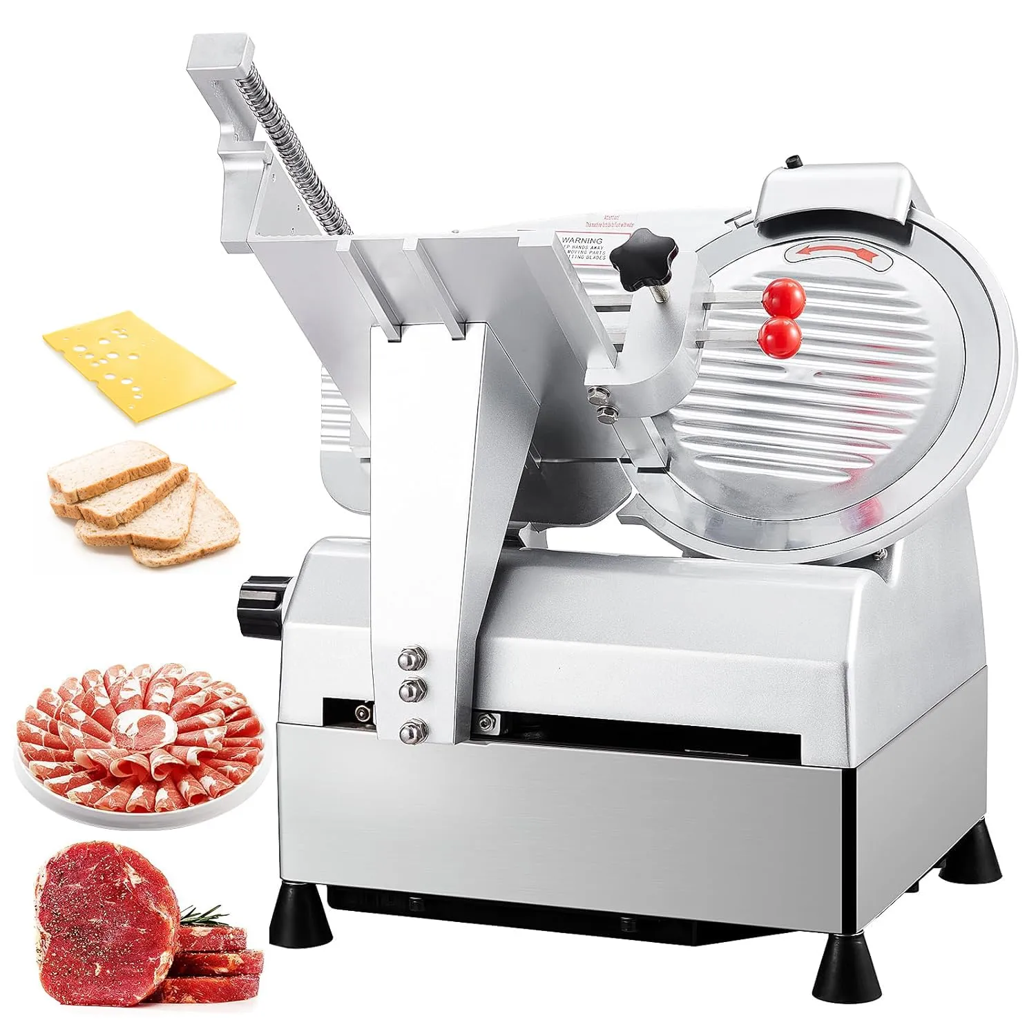 12' Premium Alloy Steel Meat Slicer with Automatic Sharpener, 800W, Adjustable Thickness 0-18mm