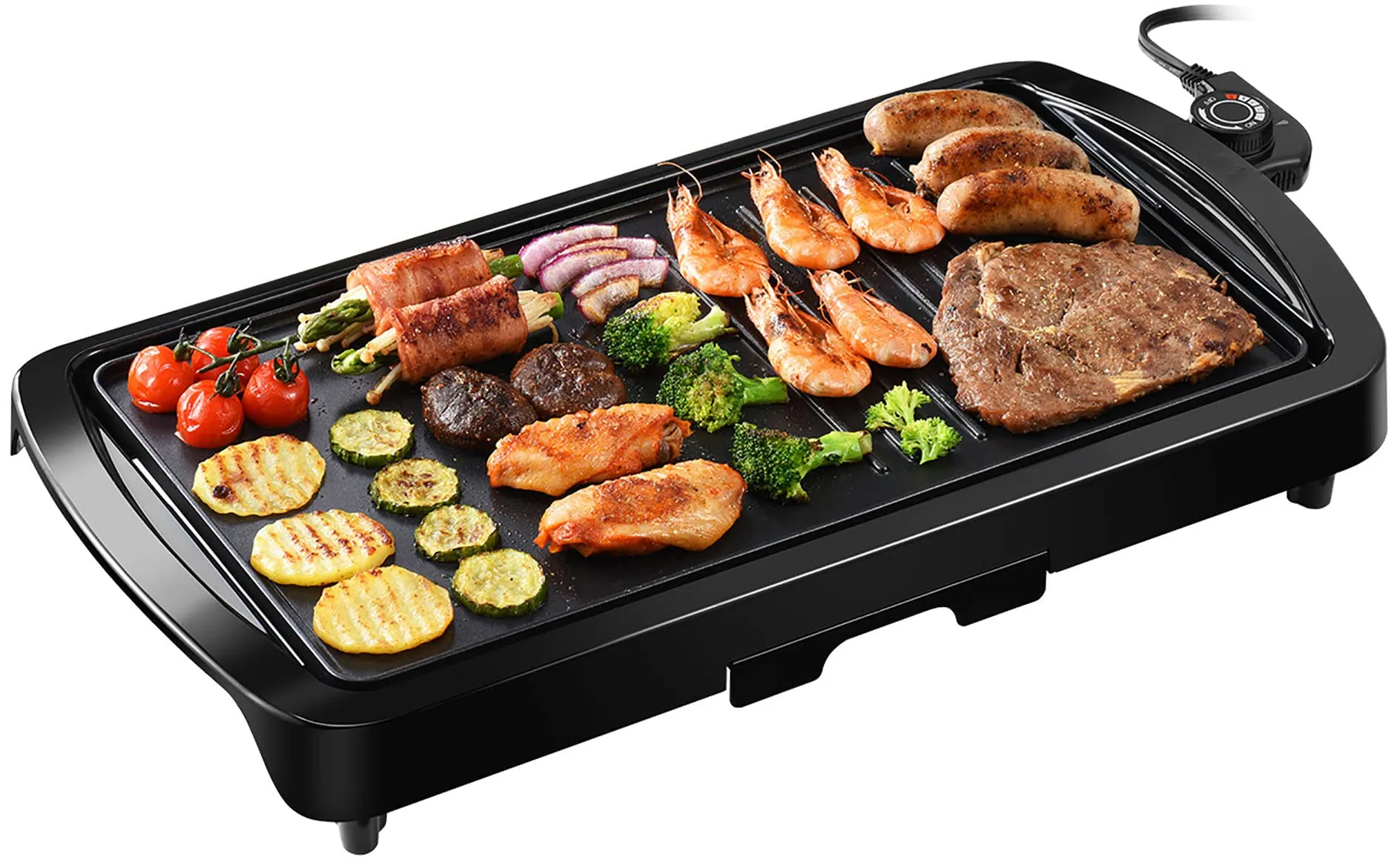 2-in-1 Large Nonstick Electric Griddle 1600W, Smokeless Pan with Temperature Control, 21'x11'