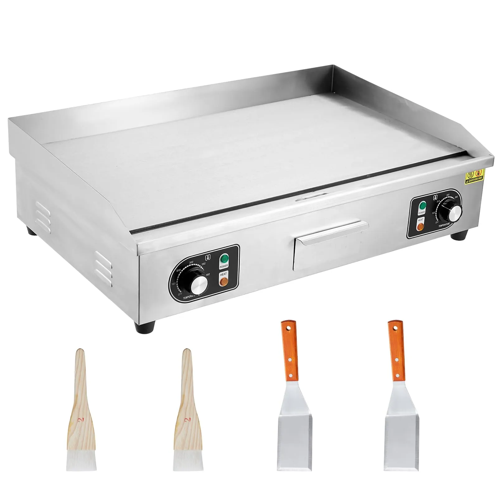 22' Stainless Steel Commercial Electric Griddle 3000W Nonstick Teppanyaki Grill with Adjustable Temperature