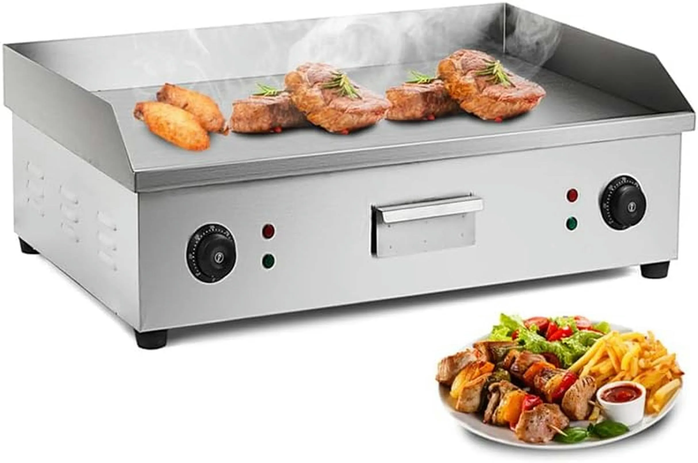 28' Electric Tabletop Teppanyaki Grill, 4400W Stainless Steel Griddle with Dual Temperature Control