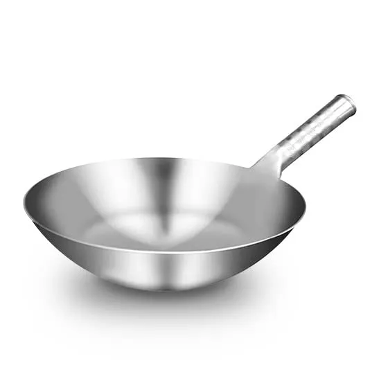 32cm Stainless Steel Non-Stick Wok Pan, Eco-Friendly, 1.8mm Thick, Handmade Chinese Cooking