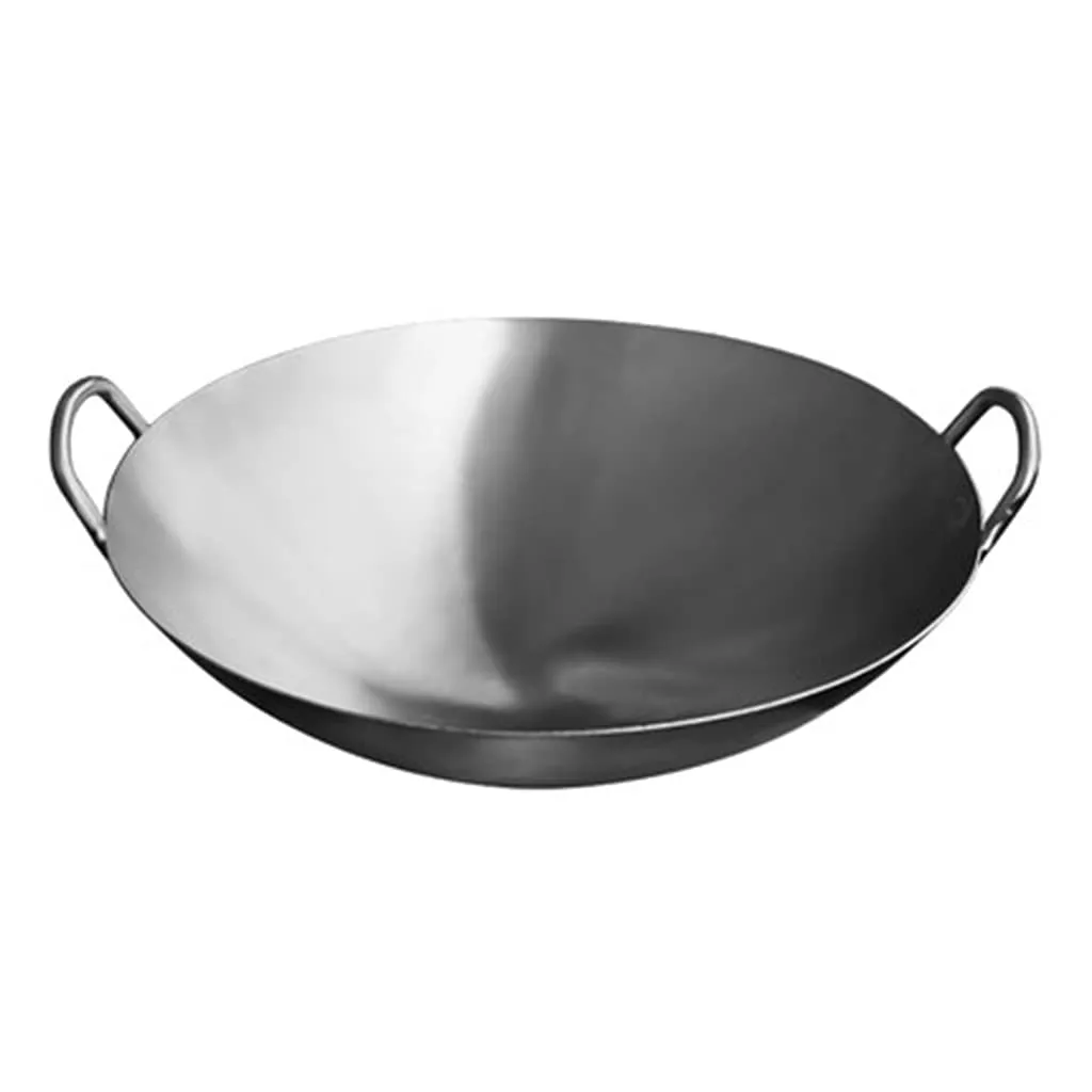 40cm Stainless Steel Non-Stick Wok with Frying Spoon, Binaural Design, Fast Heat Conduction