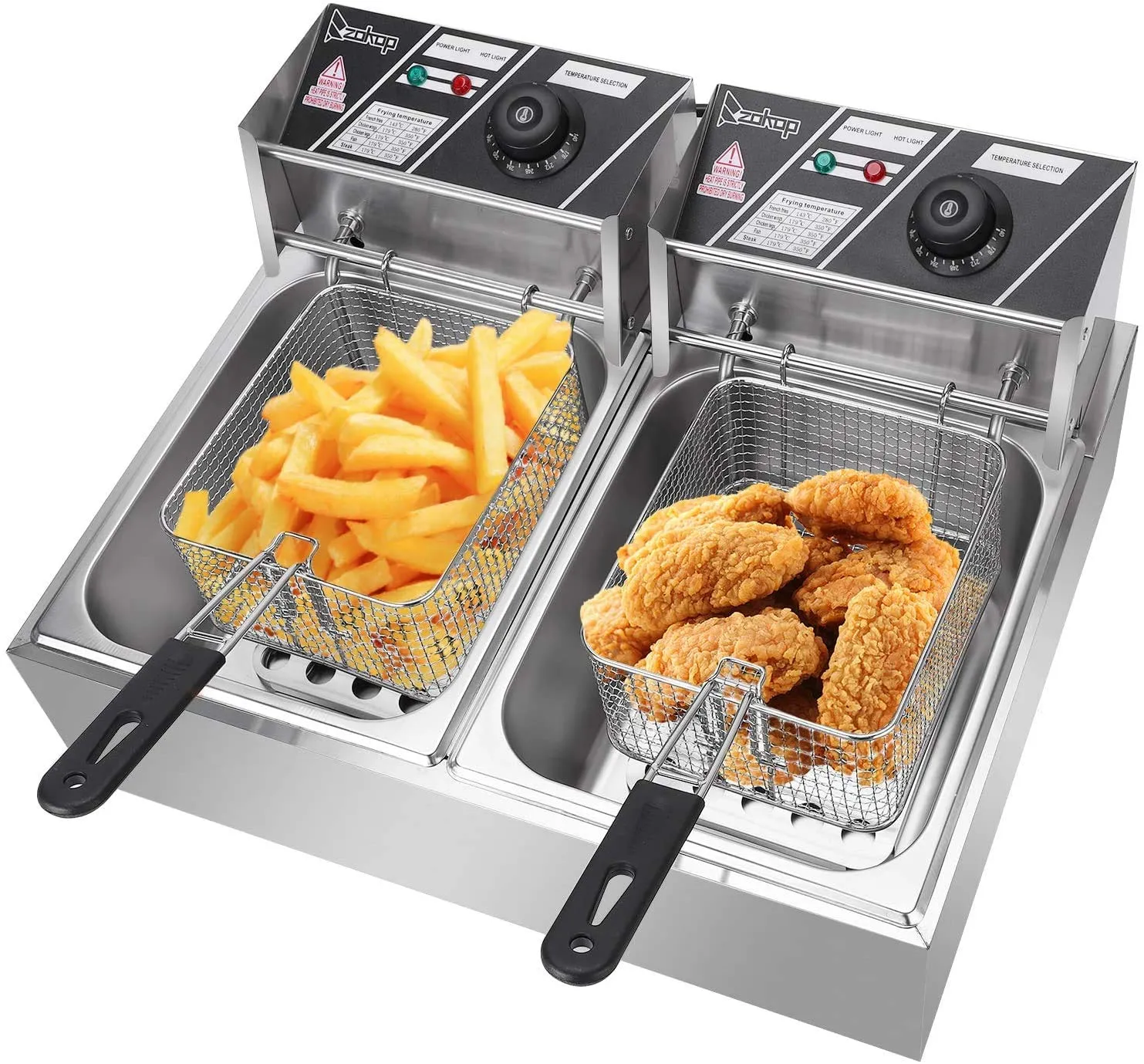 5000W Commercial Deep Fryer 12L Dual Tank Electric Fryer with Adjustable Temperature Range