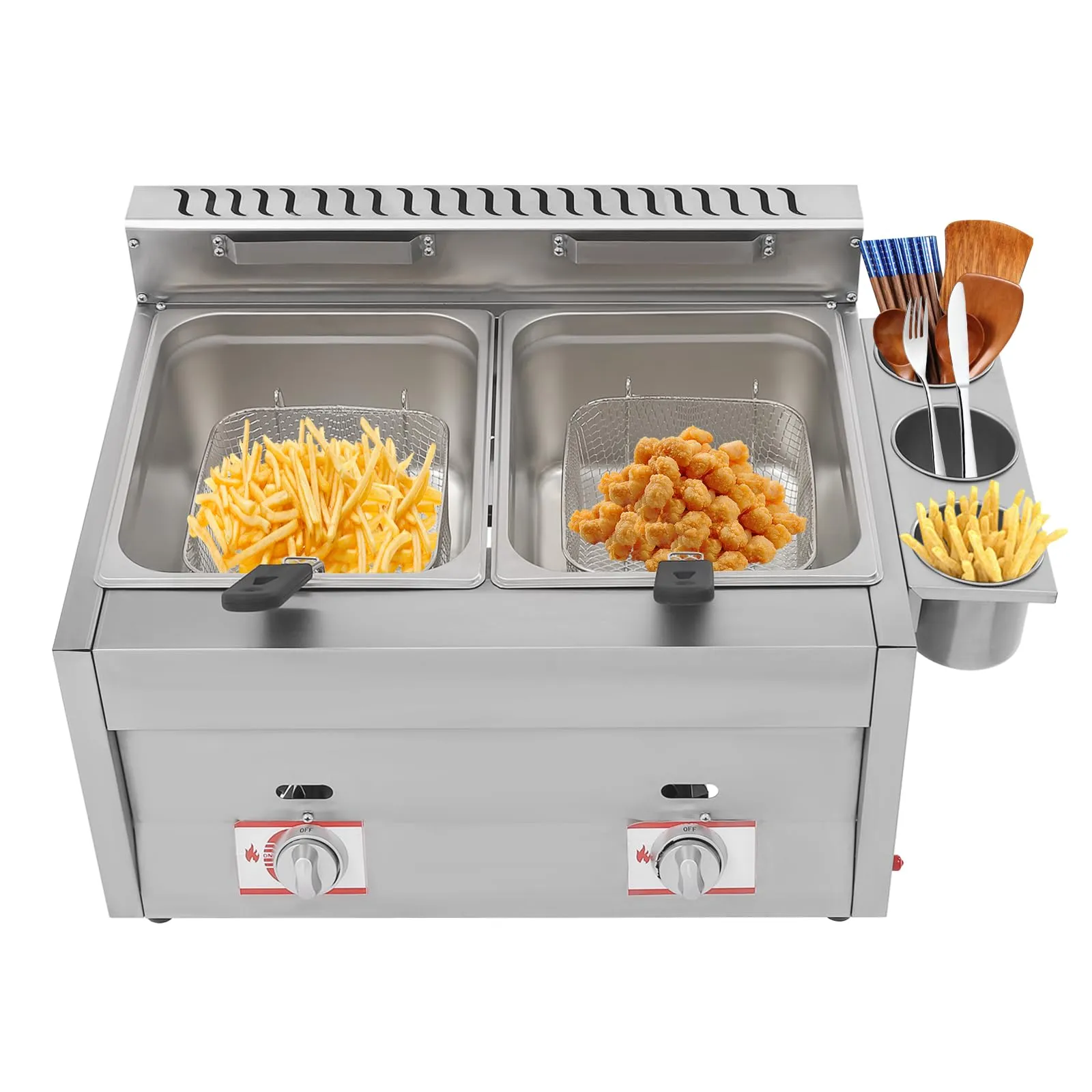 6L Commercial Electric Deep Fryer - Stainless Steel Countertop Fryer with Adjustable Temperature