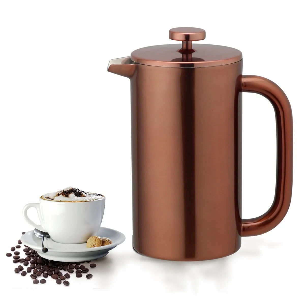 8-Cup Double Wall Insulated Stainless Steel French Coffee Press, 32-Ounce Durable Coffee Maker