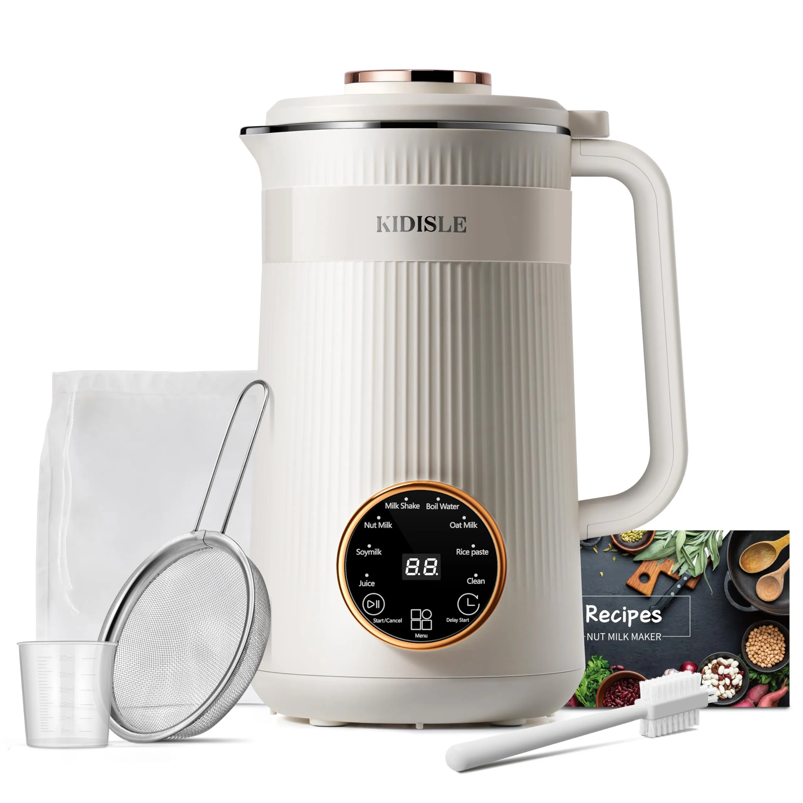 8-in-1 Nut Milk Maker, 32oz Automatic Almond Oat Coconut Soy Plant-Based Beverage Machine