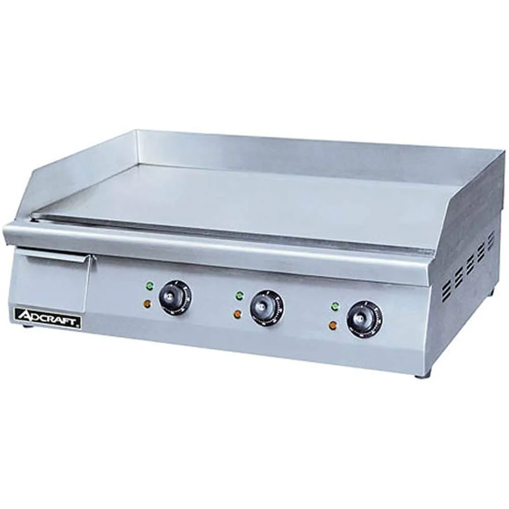 Adcraft 30' Electric Griddle, Heavy Duty Stainless Steel, Thermostatic Control, NSF Certified