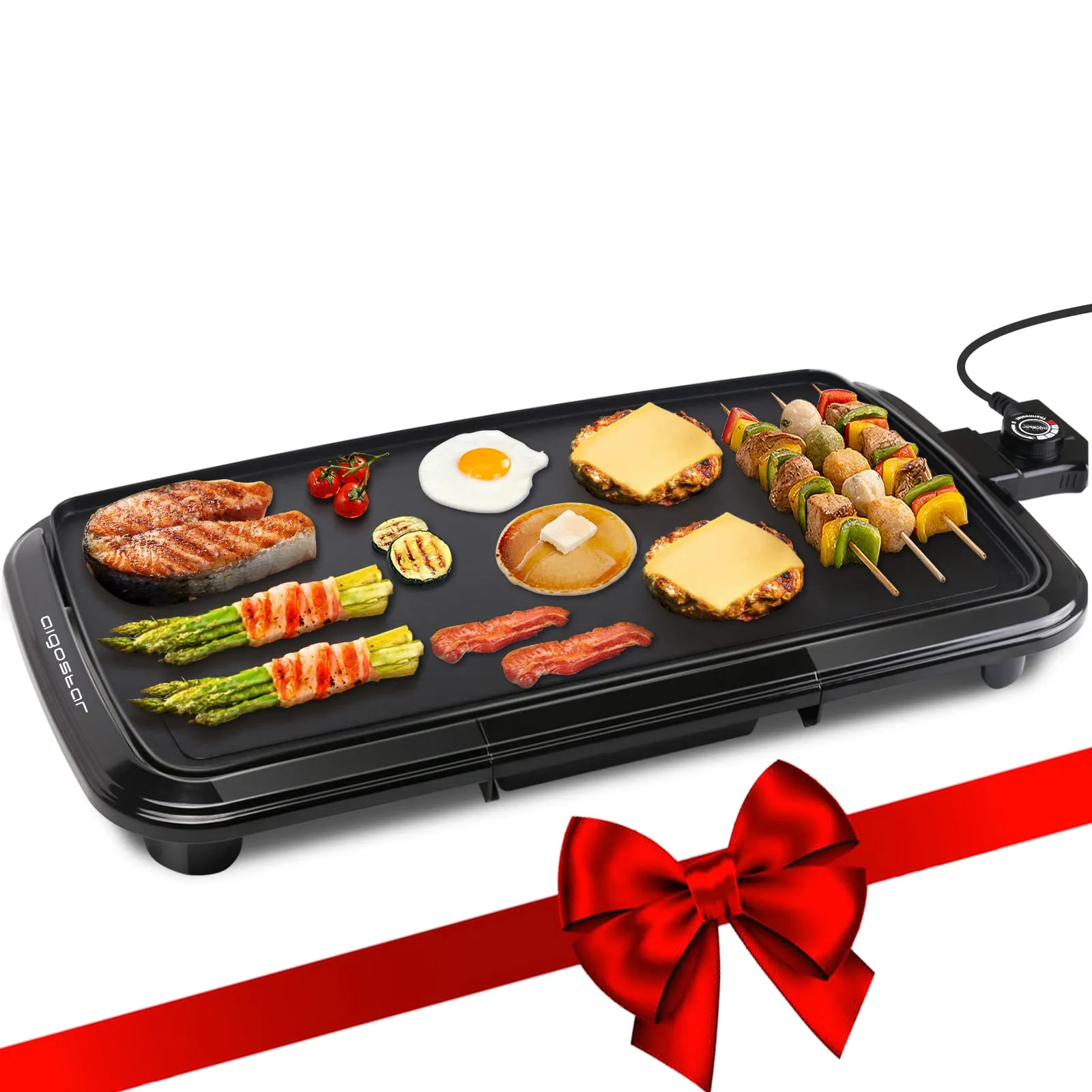 Aigostar 1500W Electric Griddle 20'x10' Nonstick Indoor Grill with 5-Level Temperature Control