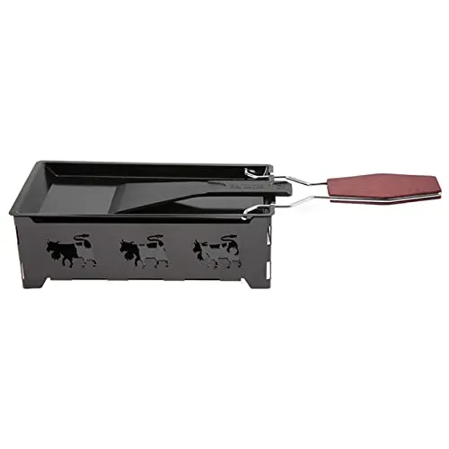 Airshi Mini Raclette Grill, Non-Stick Tabletop Cheese Melter with Wooden Handle, Black