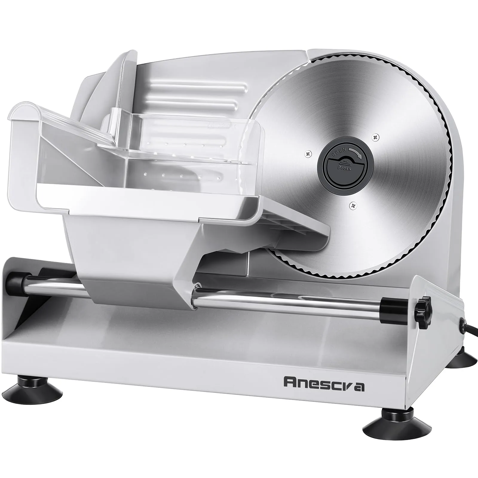 Anescra 200W Electric Meat Slicer with 7.5' Stainless Steel Blade, Adjustable 0-15mm Thickness