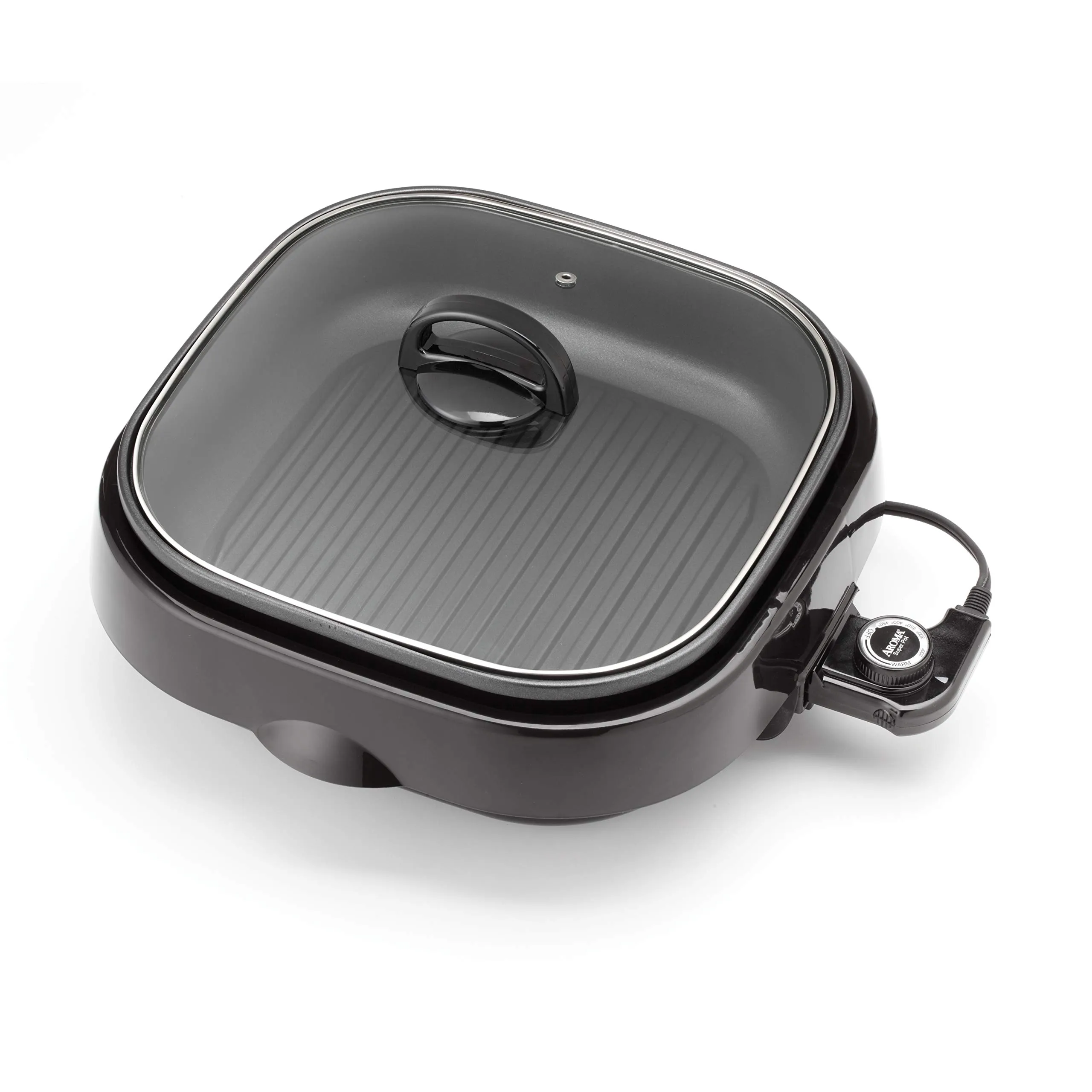 Aroma Housewares 4Qt 3-in-1 Electric Indoor Grill Dishwasher Safe Nonstick Black