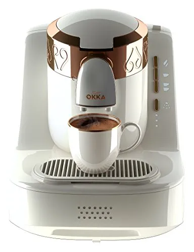 Arzum Okka Automatic Turkish/Greek Coffee Machine, White/Gold, 120V, UL-Approved, 2 Cups