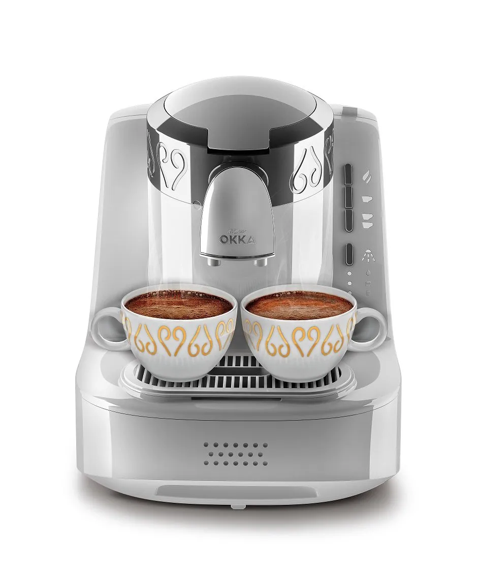 Arzum Okka Automatic Turkish/Greek Coffee Machine, White/Silver, 120V, Brews 2 Cups Instantly