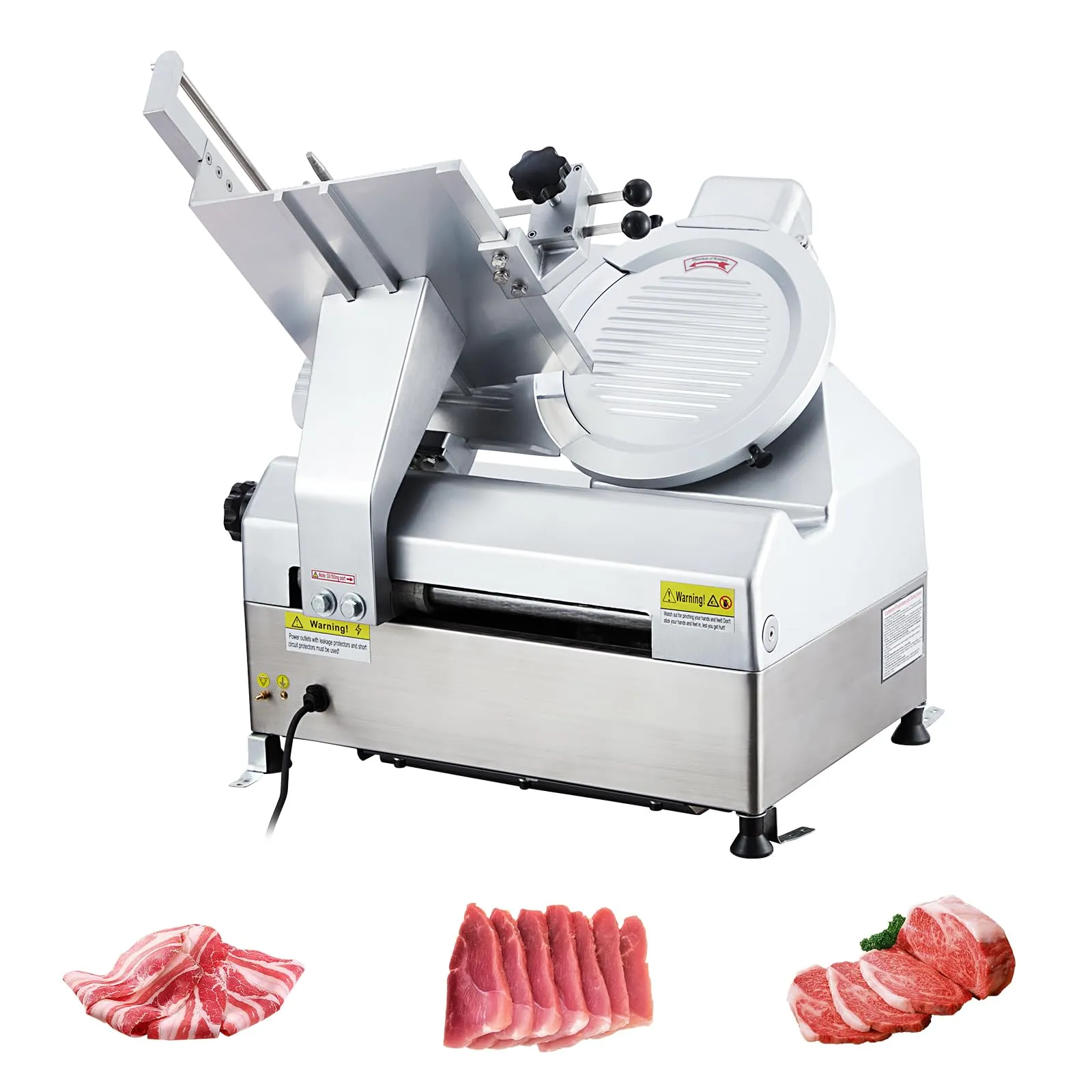 Automatic Meat Slicer 550W with 12.5' Blade, Adjustable Thickness for Commercial Use