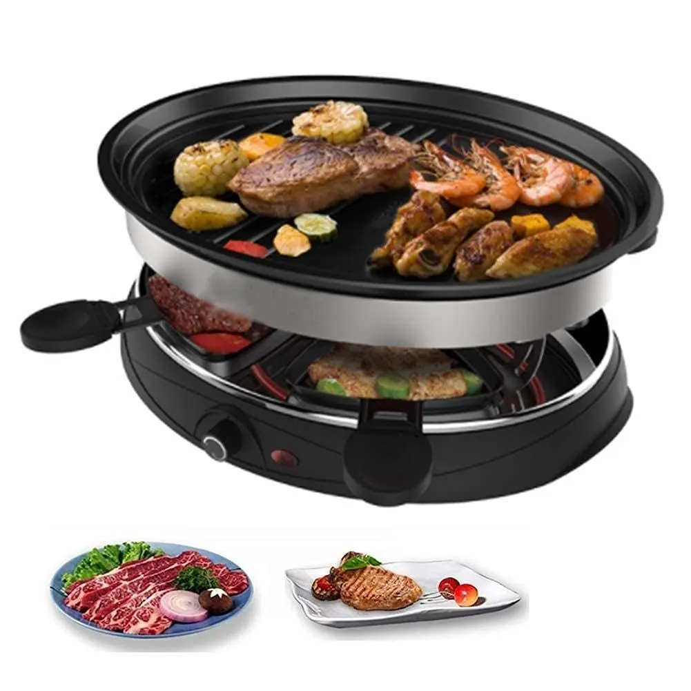 Barbecue Electric Teppanyaki Grill, Non-Stick Griddle with Adjustable Temperature for Parties