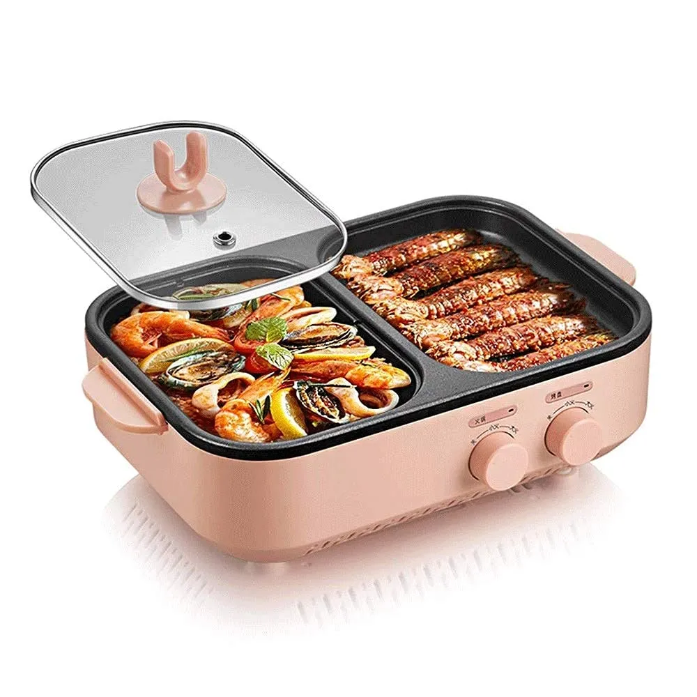 Barbecue Grill Electric Multi-Purpose Indoor Teppanyaki Pan with Dual Temperature Control