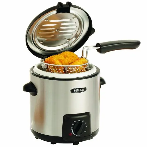 Bella 0.9L Deep Fryer in Black with Chrome-Plated Basket and Adjustable Temperature Control