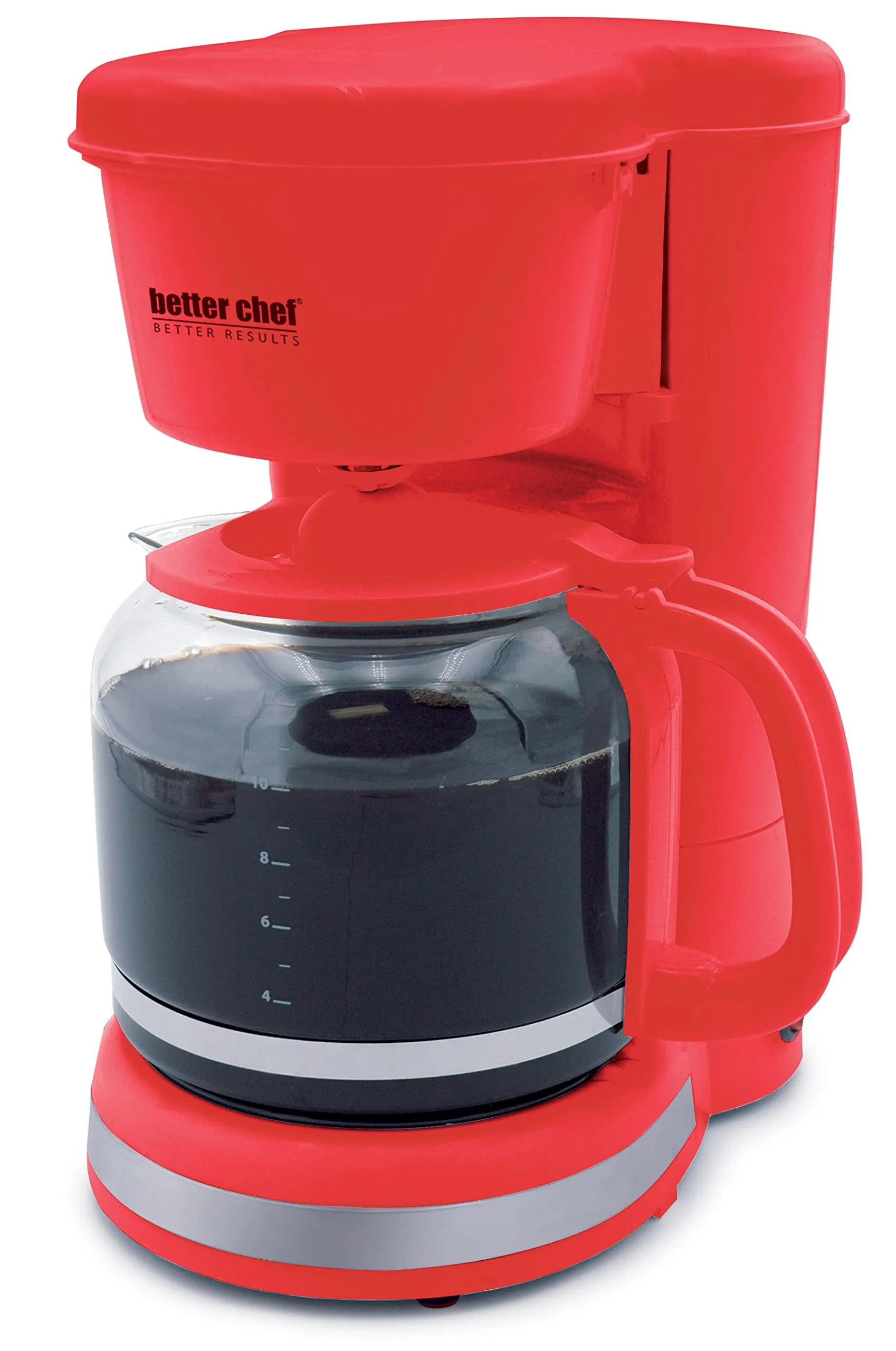 Better Chef 12-Cup Coffee Maker with Pause-N-Serve and Brushed Metal Trim in Red