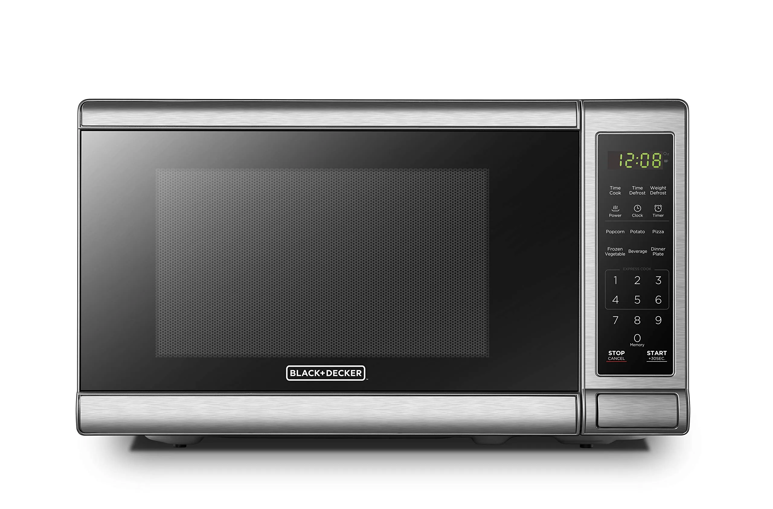 BLACK+DECKER 0.7 Cu.ft Digital Microwave Oven with Turntable, 700W, Stainless Steel, Child Lock