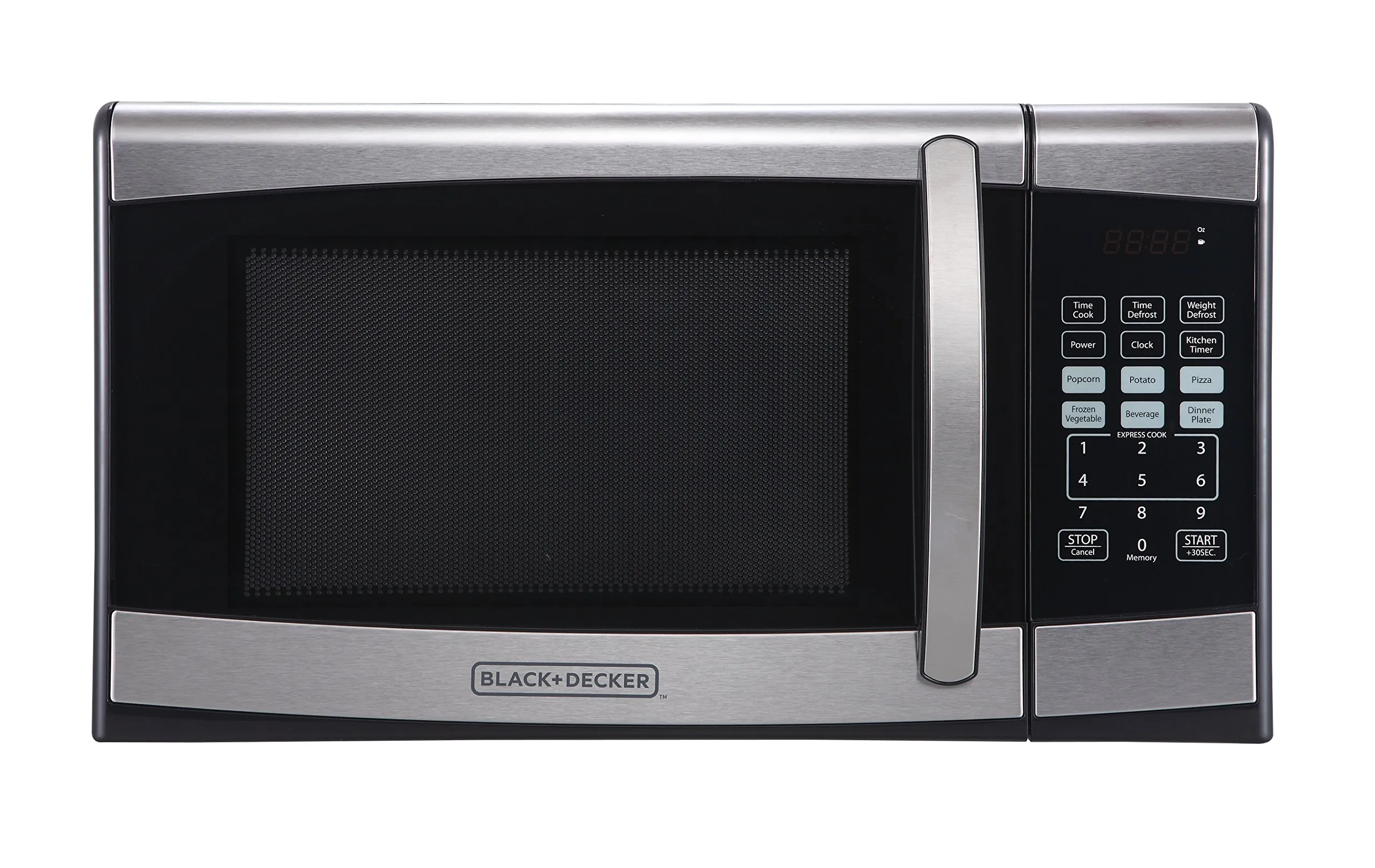 BLACK+DECKER 0.9 Cu.Ft 900W Stainless Steel Microwave with Turntable - Black/Silver Finish