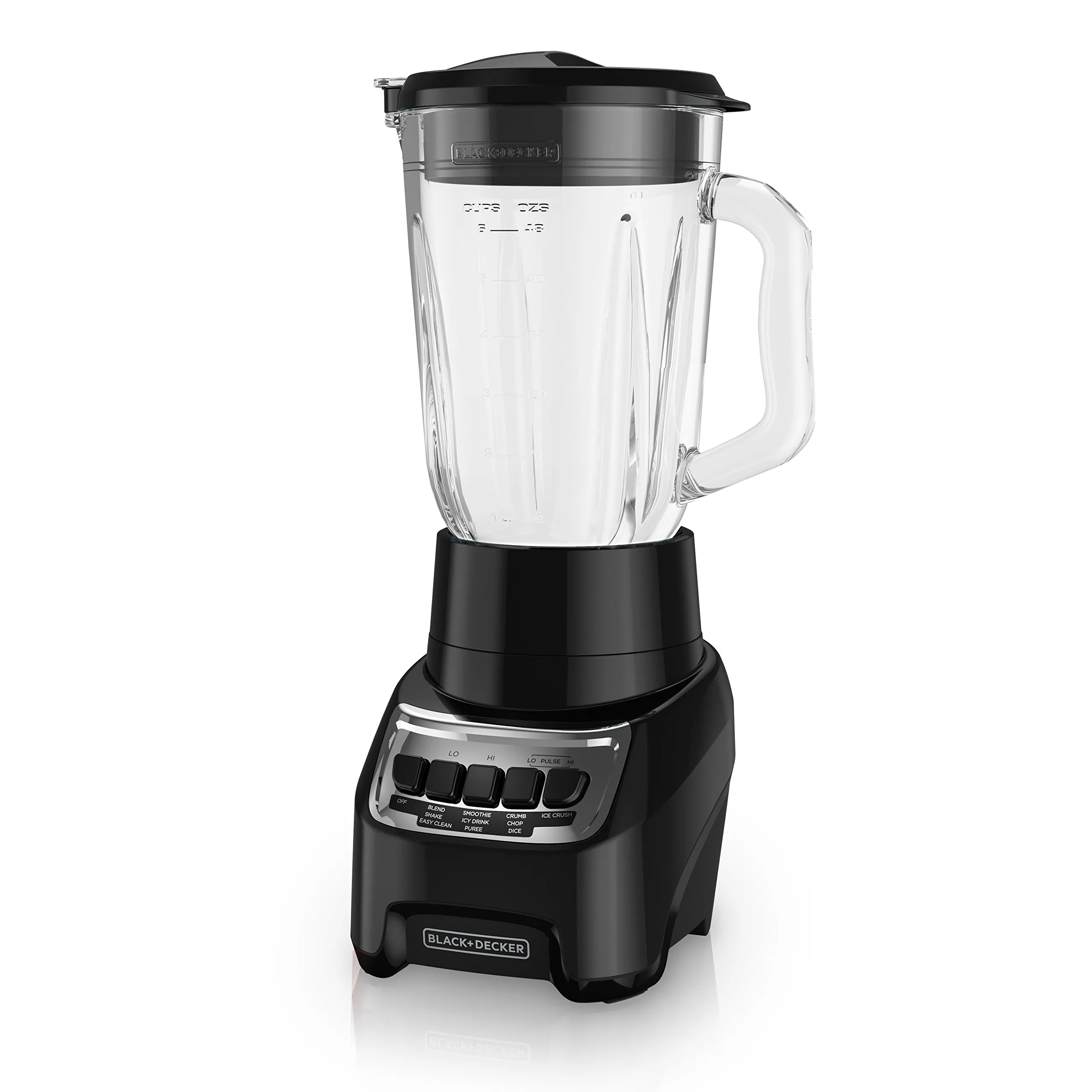 BLACK+DECKER BL1210BG PowerCrush Blender, 6-Cup Glass Jar, 700W Motor, PerfectPour, Black