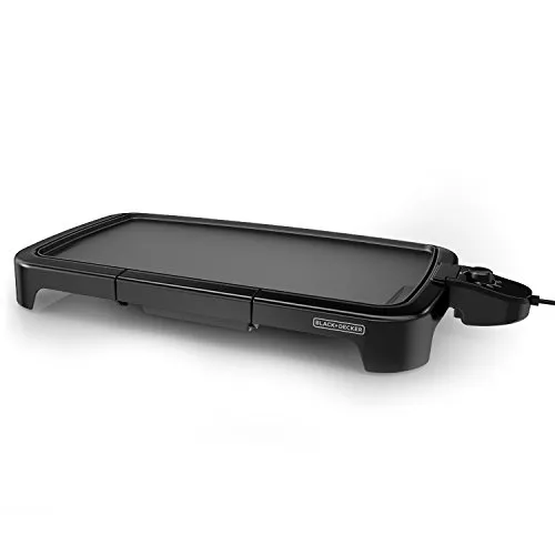 BLACK+DECKER GD2011B Electric Griddle 20x11-Inch, Nonstick Surface, 8 Servings, Easy Cleanup