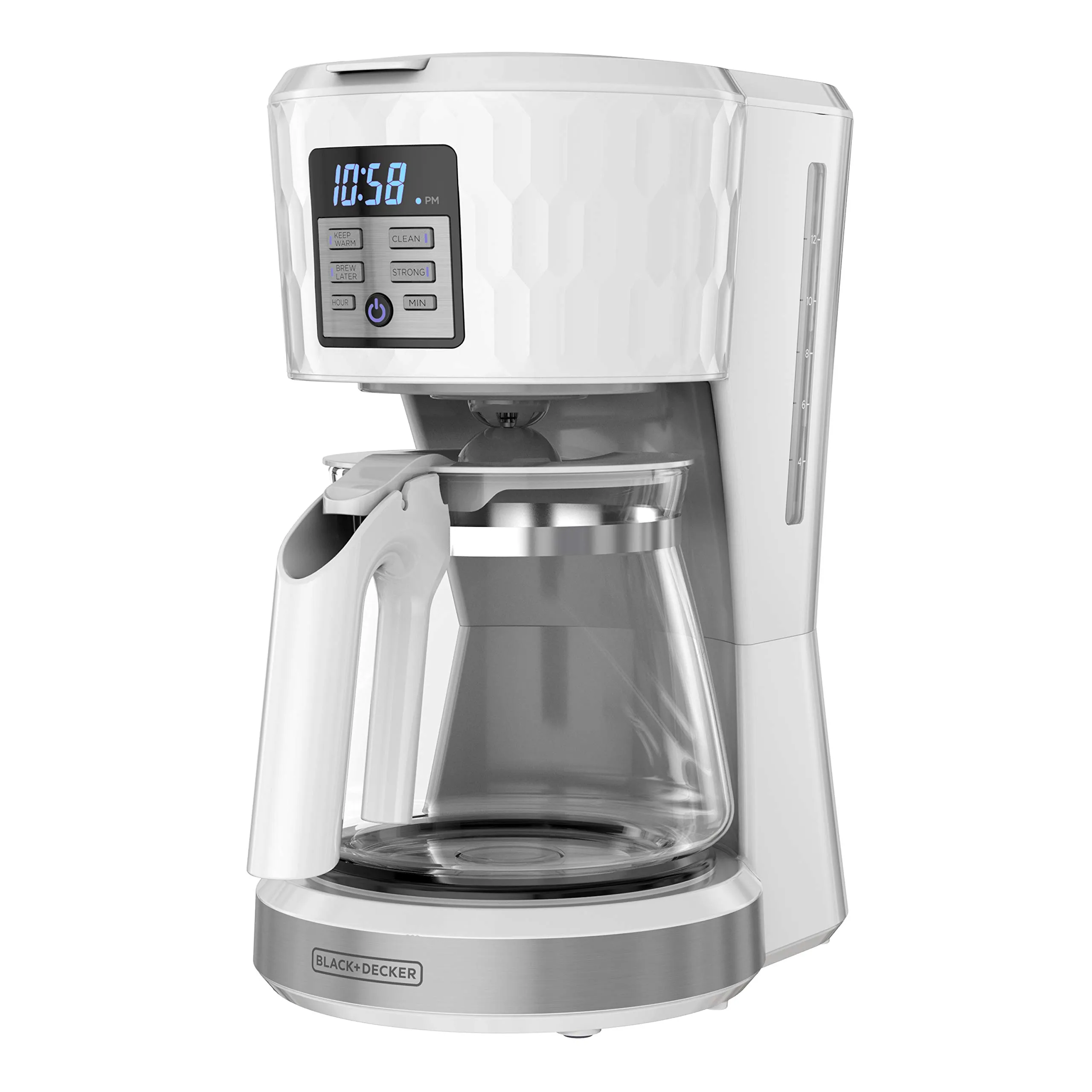 BLACK+DECKER Honeycomb Collection 12-Cup Programmable Coffeemaker in White with Premium Finish