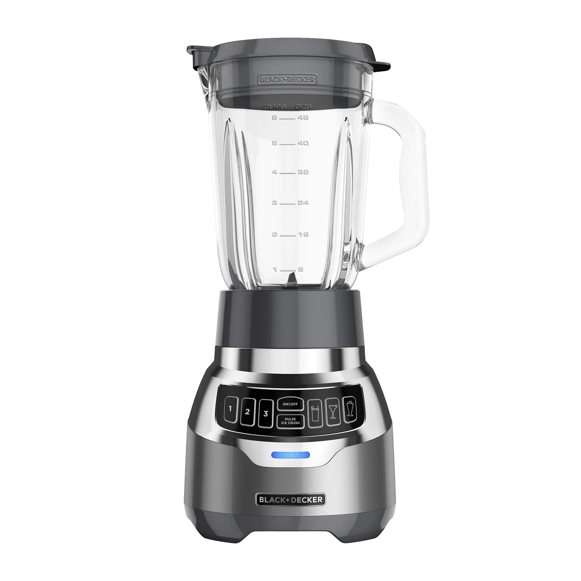 BLACK+DECKER PowerCrush Digital Blender with Quiet Technology, 900W Motor, 6-Cup Glass Jar