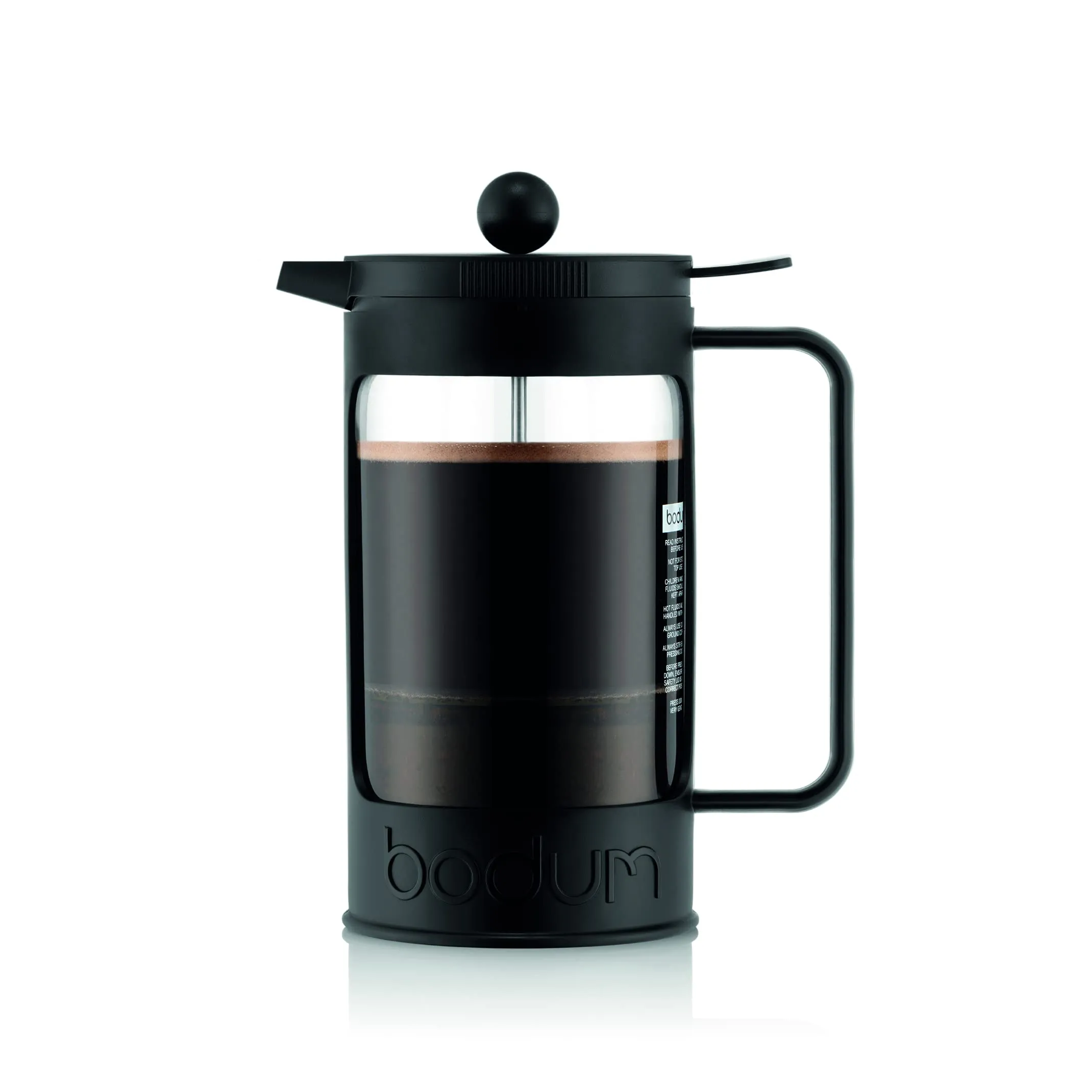 Bodum Bean French Press Coffee Maker, 34 Ounce, Black, BPA-Free Plastic, Stainless Steel