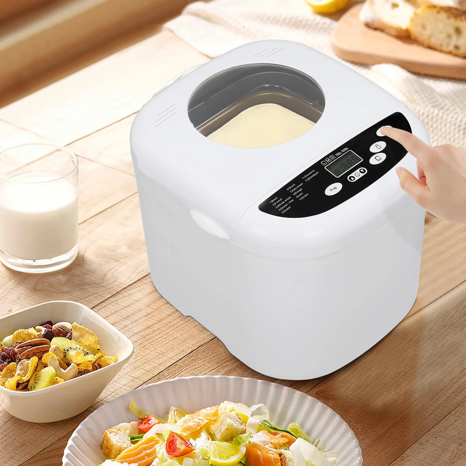 Bread Maker Machine 1.5L Automatic with Dual Kneading Paddles, 12 Functions, Gluten-Free, 700W