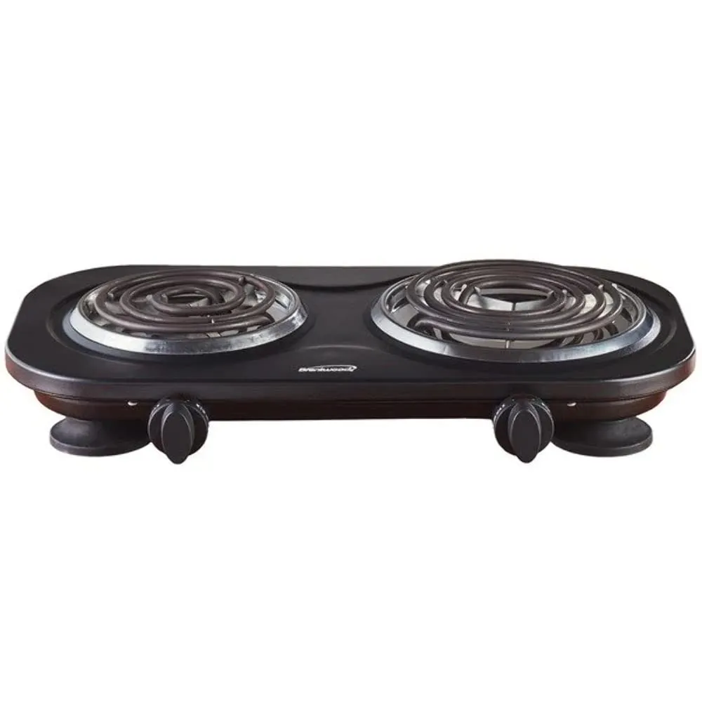 Brentwood Appliances TS-361BK Double Electric Burner - 1,500W, Adjustable Heat, Black, Lightweight