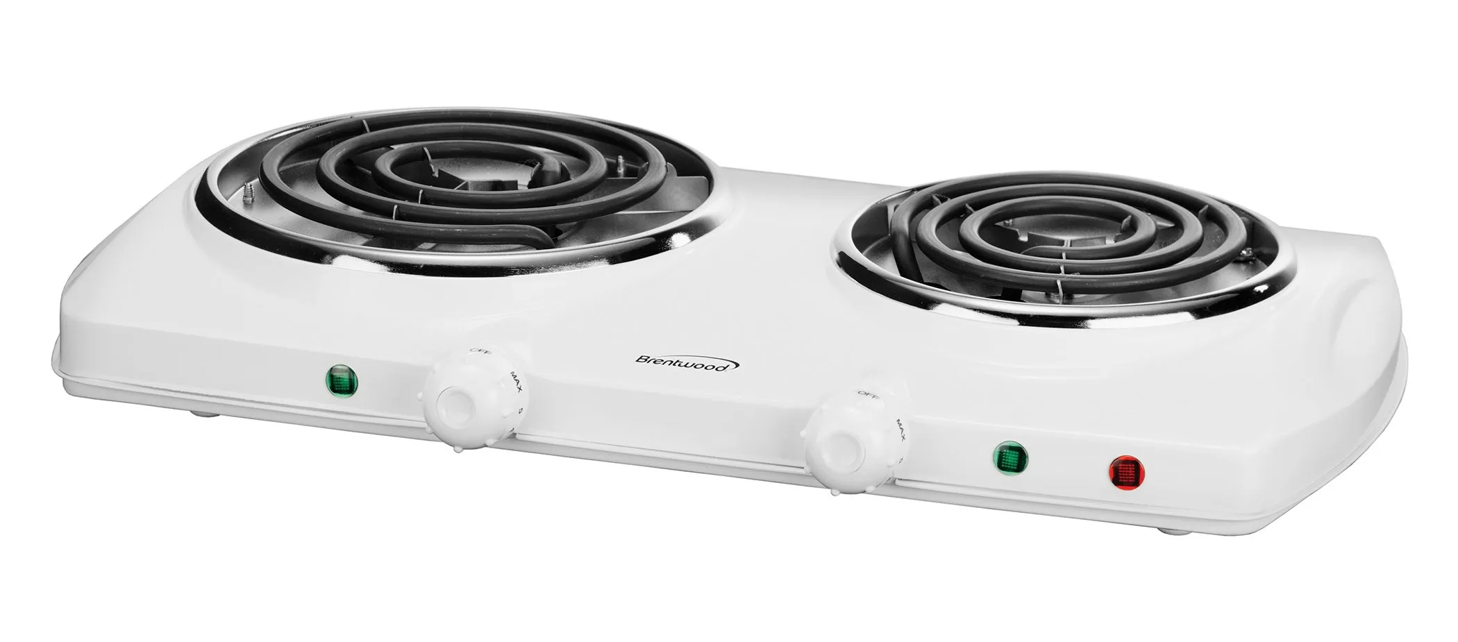 Brentwood Appliances TS-368 Electric Double Burner, White, 20.10in x 11.70in, 1500W Power