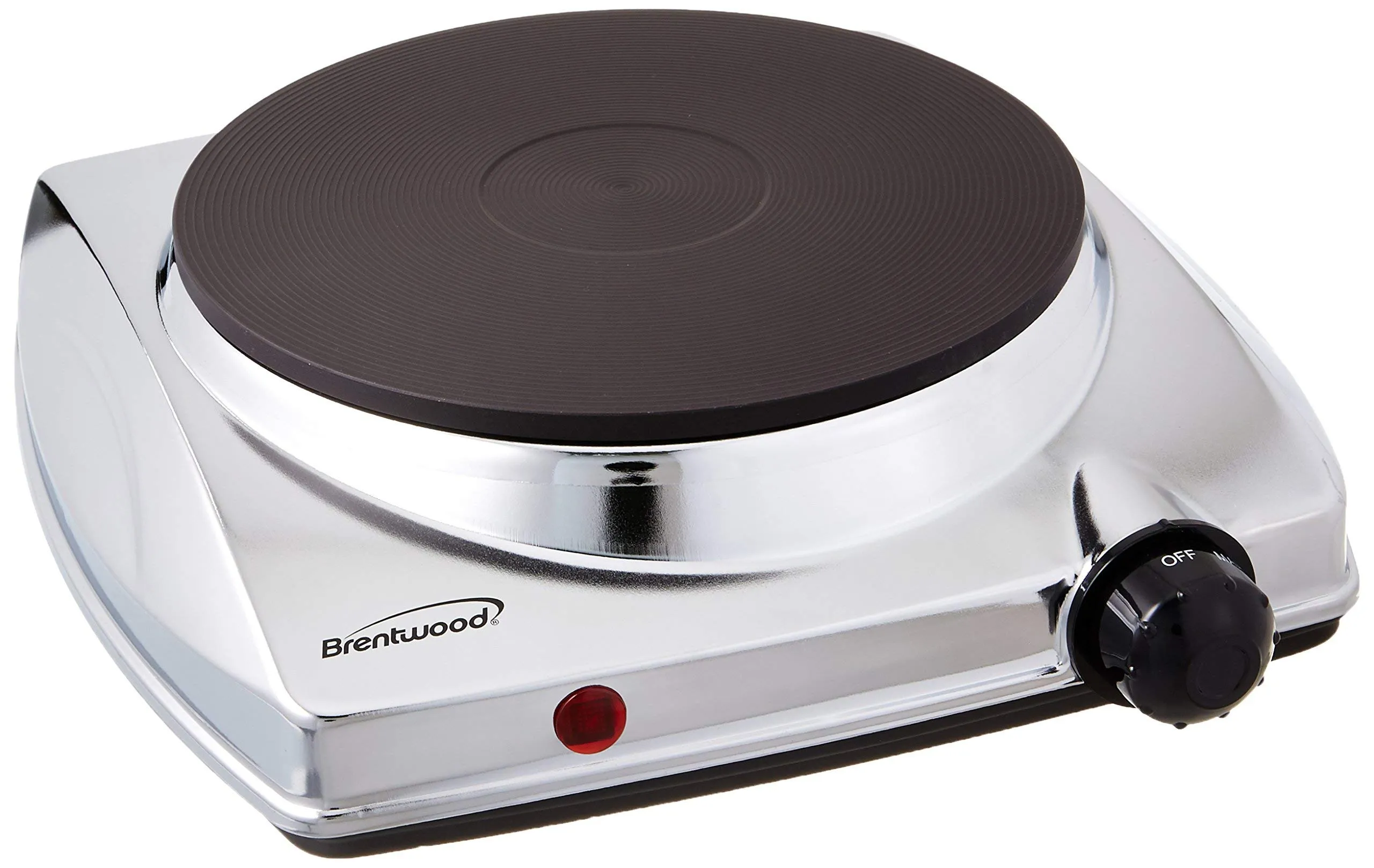 Brentwood Electric Hotplate 1000-Watt Silver for Camping and Parties, Compact Cooking Solution