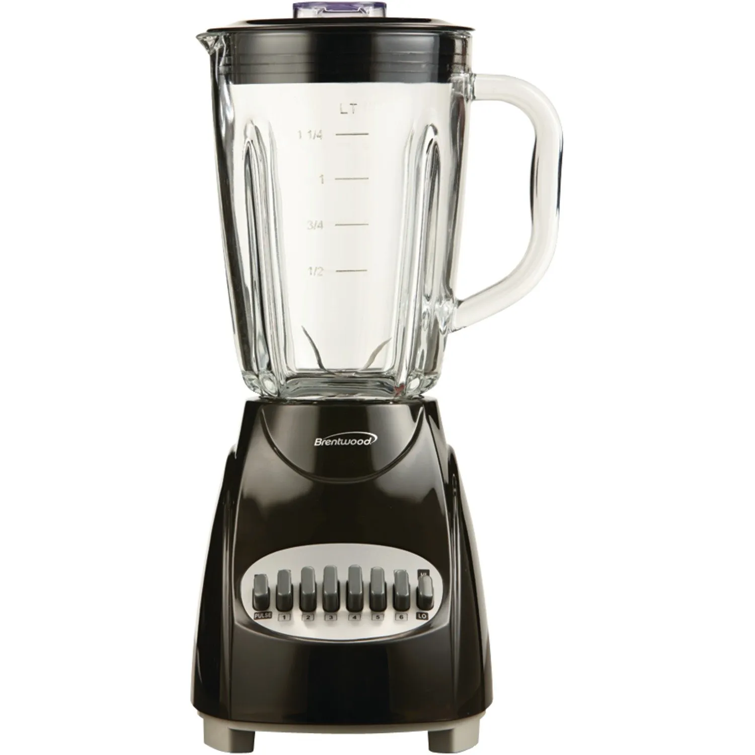 Brentwood JB-920B 12-Speed Pulse Blender with Glass Jar, Black – 42oz, Stainless Steel Blades