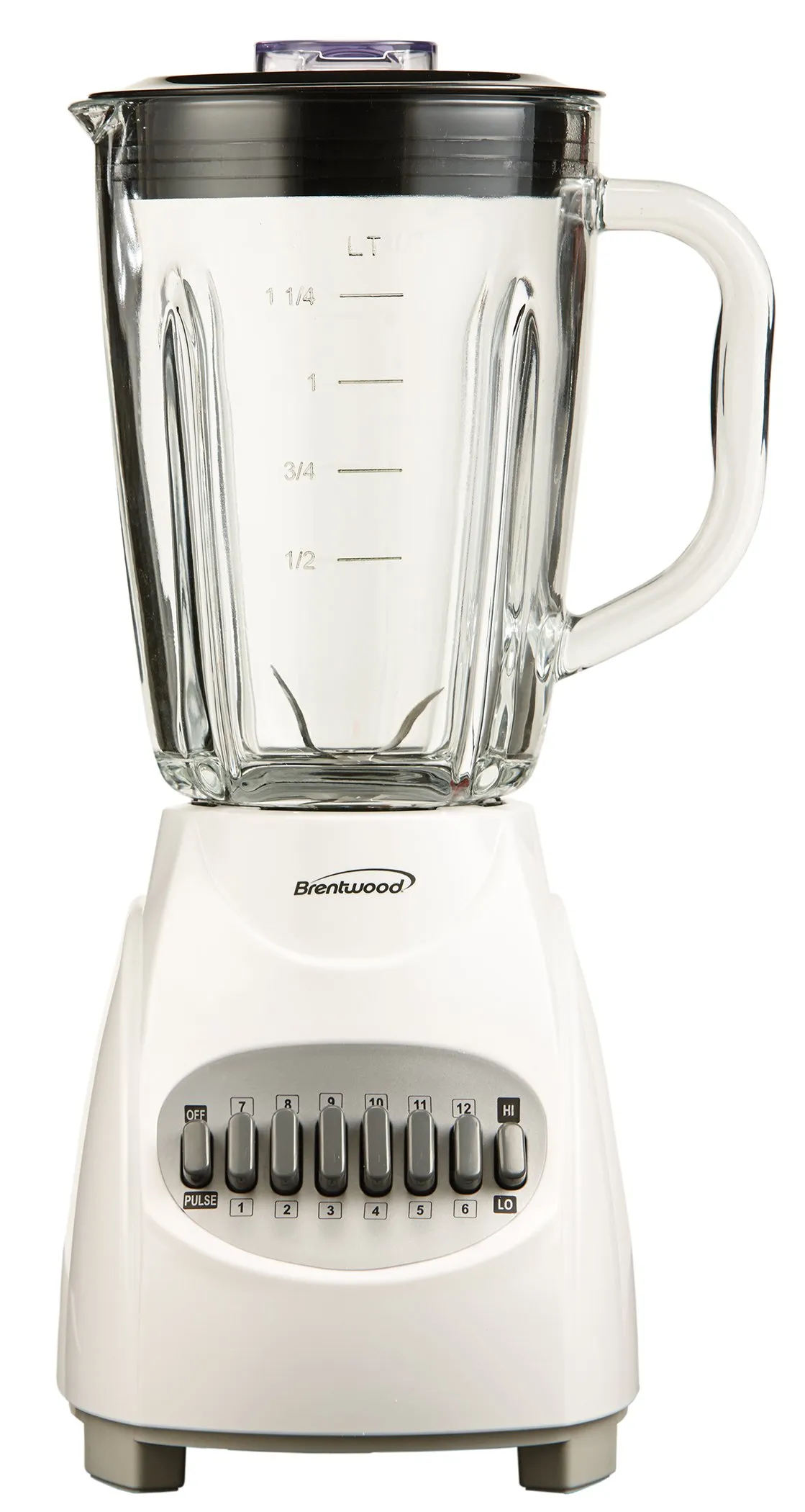 Brentwood JB-920W Blender, 12 Speeds, 42oz Glass Jar, White, Non-Slip Base, 550W Power