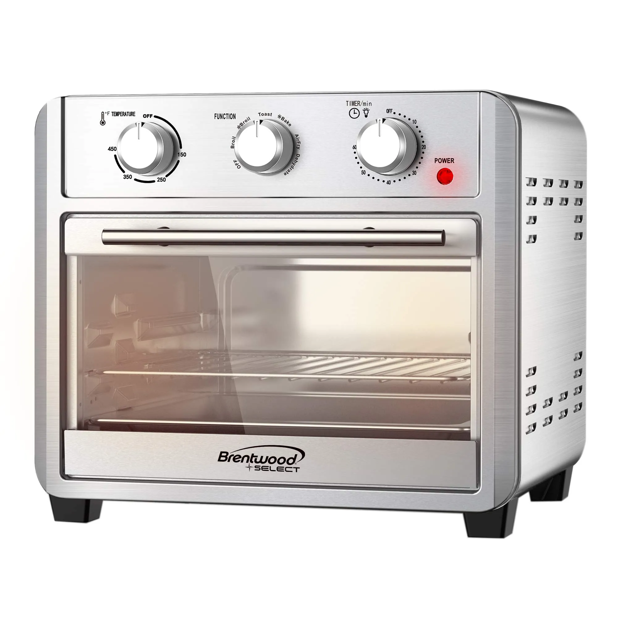 Brentwood Select AF-2410S Air Fryer, 24-Qt Silver, 1700 Watts, Multi-Function Toaster Oven