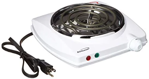 Brentwood TS-322 1000W Single Electric Burner, White - Fast-Heat, Durable, Adjustable Heat