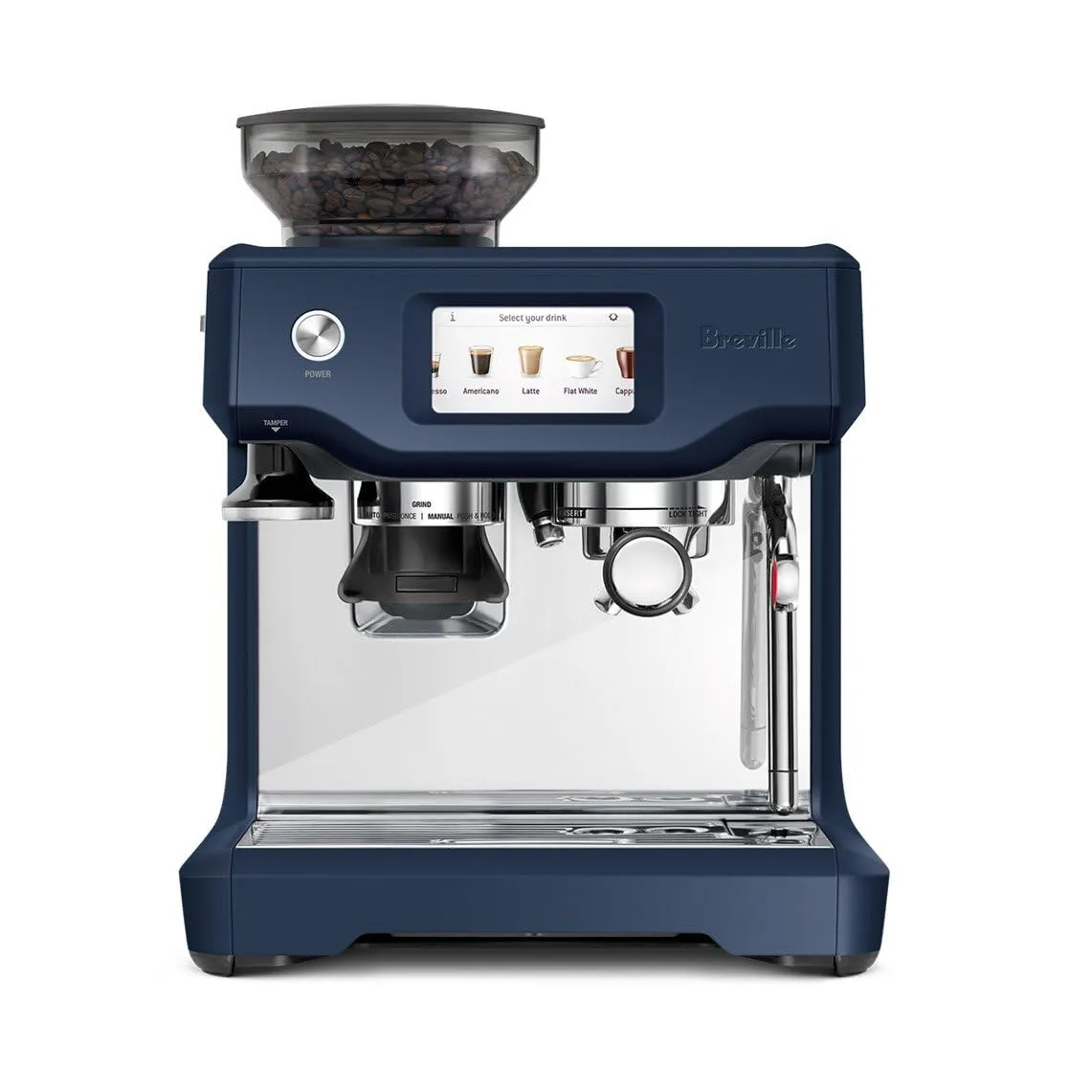 Breville Barista Touch Espresso Machine BES880DBL in Damson Blue with Custom Beverage Settings