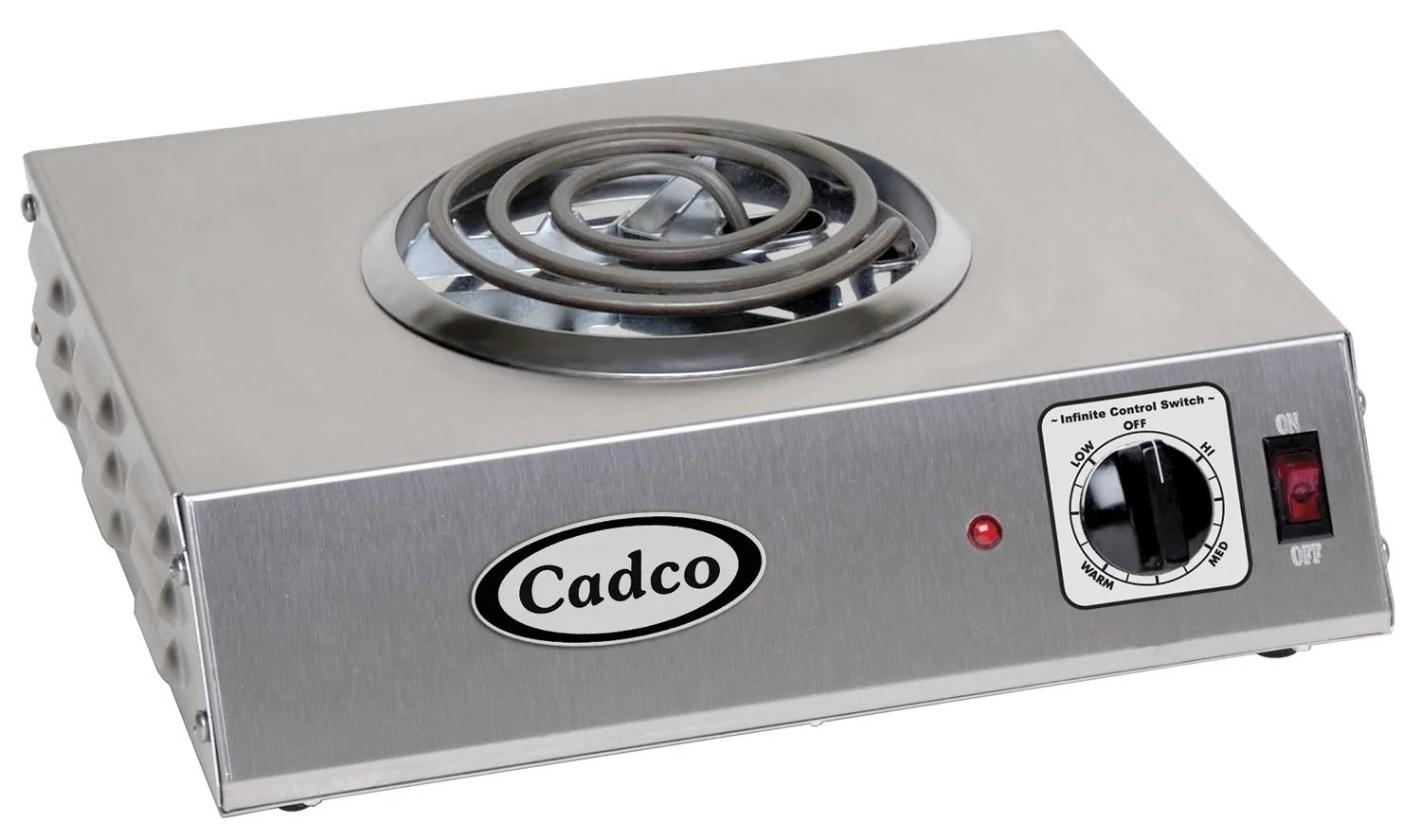 Cadco CSR-1T Stainless Steel Countertop Hot Plate for Commercial Food Service, 120V