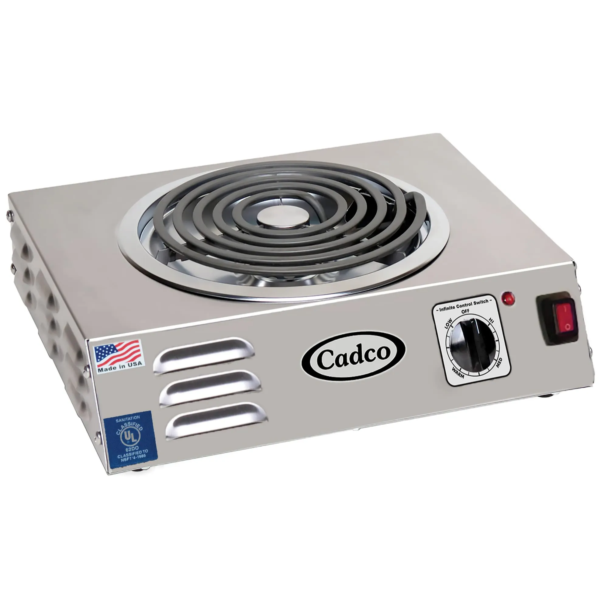 Cadco CSR-3T 14' Electric Portable Countertop Hot Plate, Stainless Steel, 220V, 1500W