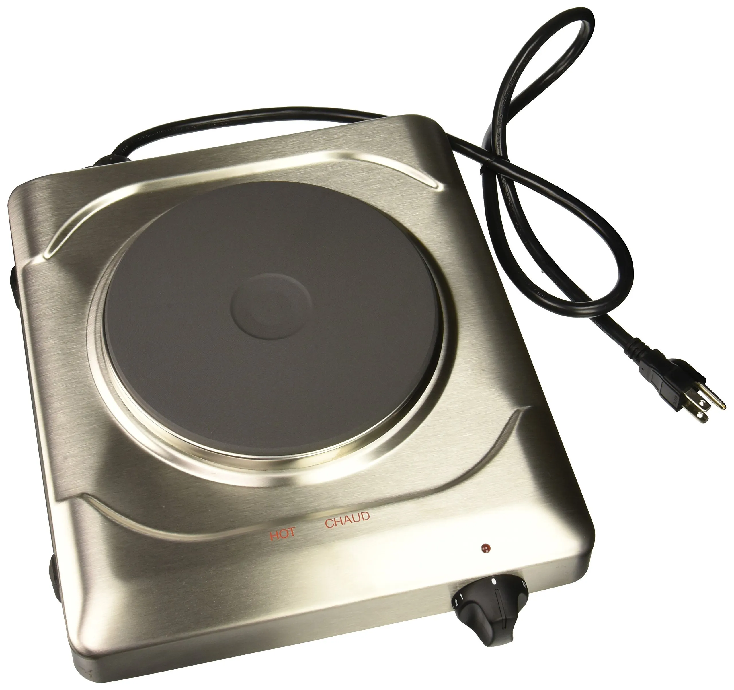 Cadco PCR-1S Professional Cast Iron Range, 7.1' Heavy-Duty Element, 1500W Stainless Steel