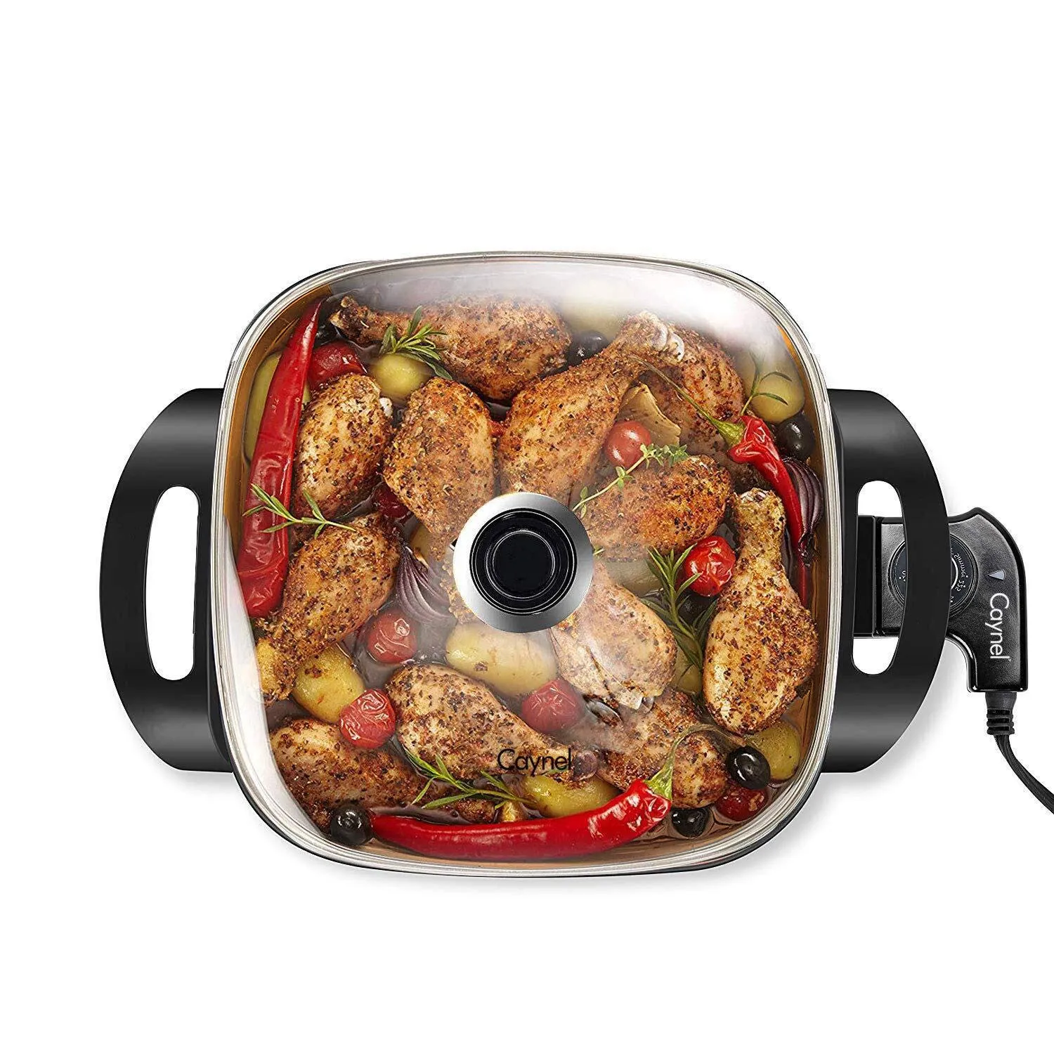 Caynel 12' Nonstick Electric Skillet with Glass Lid, Adjustable Temperature Control, 1400 Watts