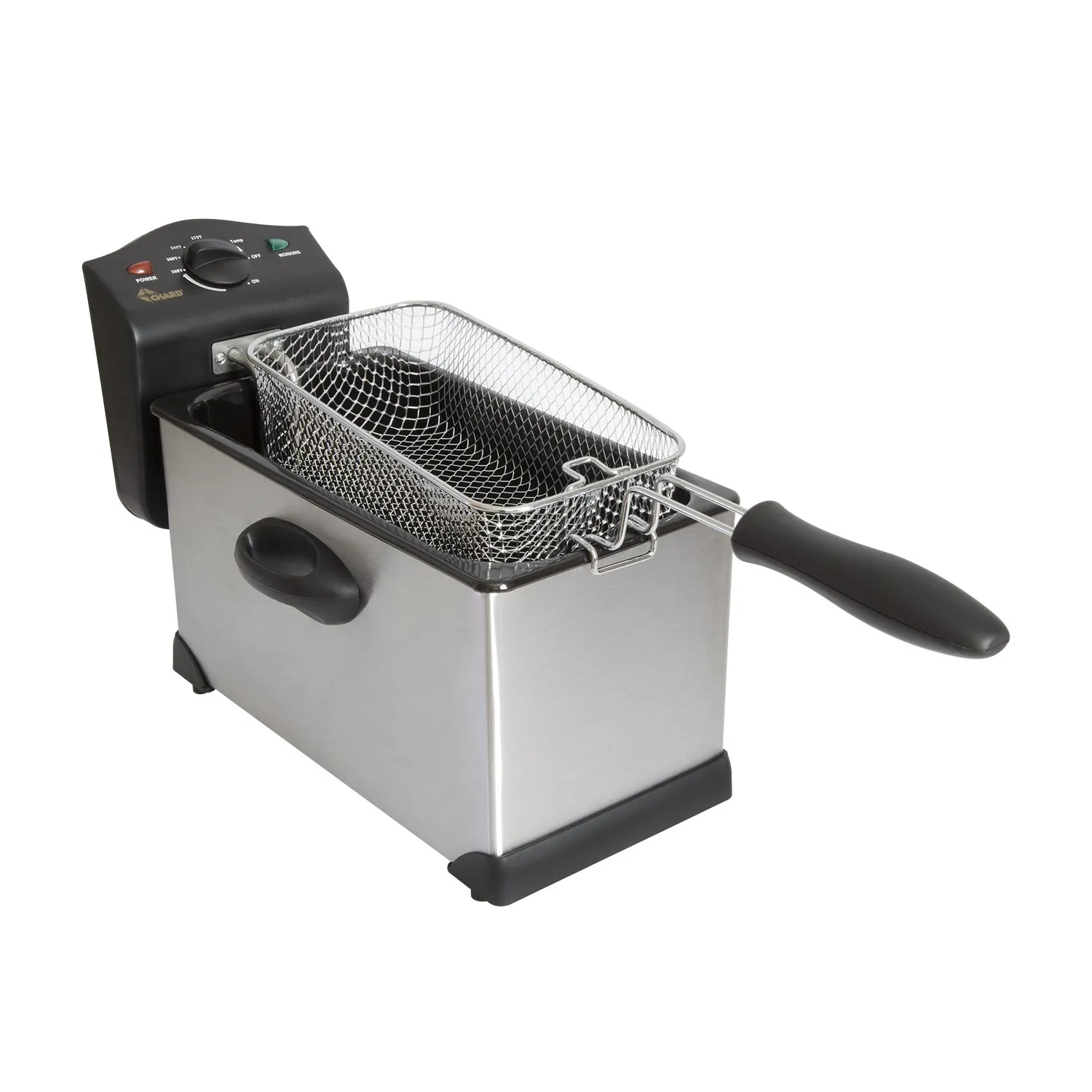 CHARD DF-3E Electric Deep Fryer, 3 Liter Capacity, 1700 Watts, Stainless Steel, Silver/Black