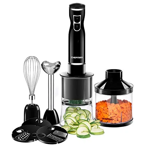 Chefman 6-in-1 Electric Spiralizer & Immersion Blender Combo Kit with 3 Blade Attachments