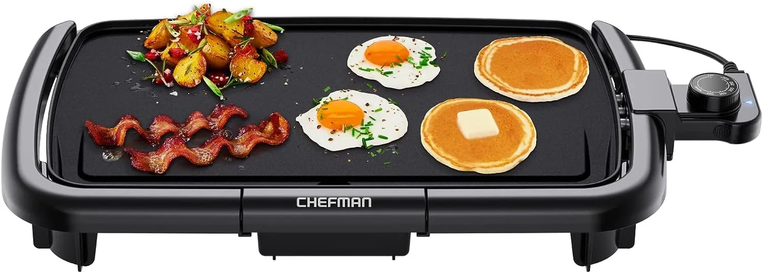 Chefman Electric Griddle 10x16 Inch with Removable Temperature Control, Nonstick Surface