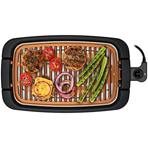 Chefman Smokeless Indoor Electric Grill, Copper, Extra Large, Nonstick, Adjustable Temp Control